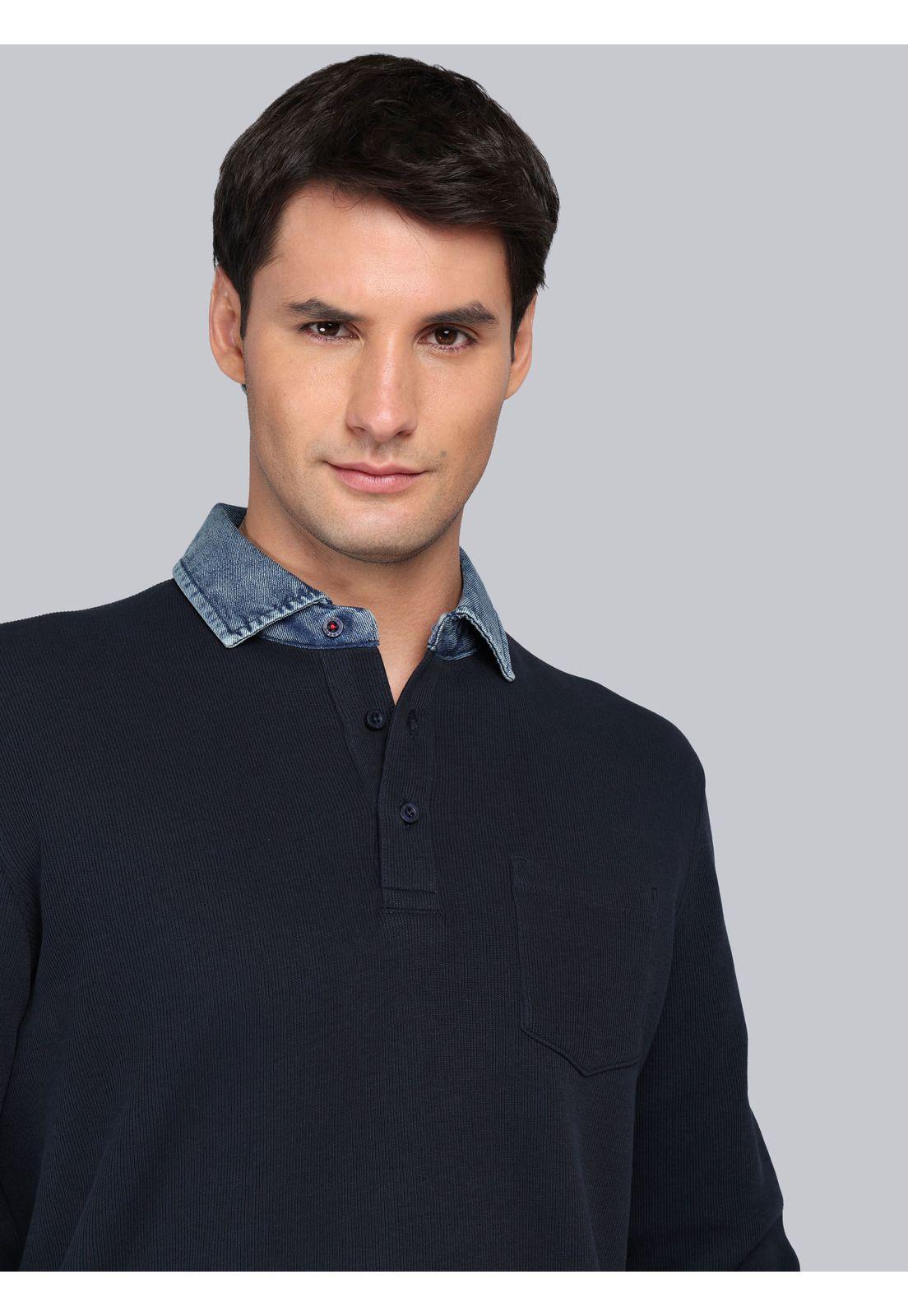 Polera Rib Manga Larga Regular Fit Azul Marino Arrow PO33021NB-2