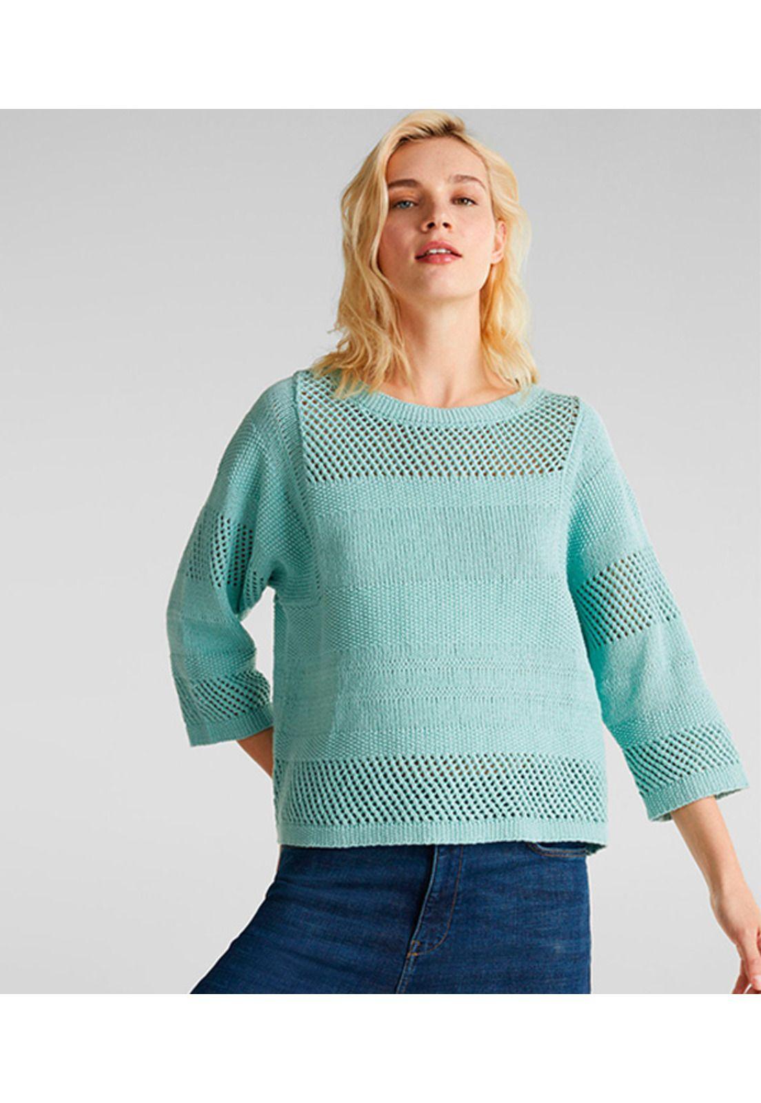 Con lino: sweater diseño calado-0