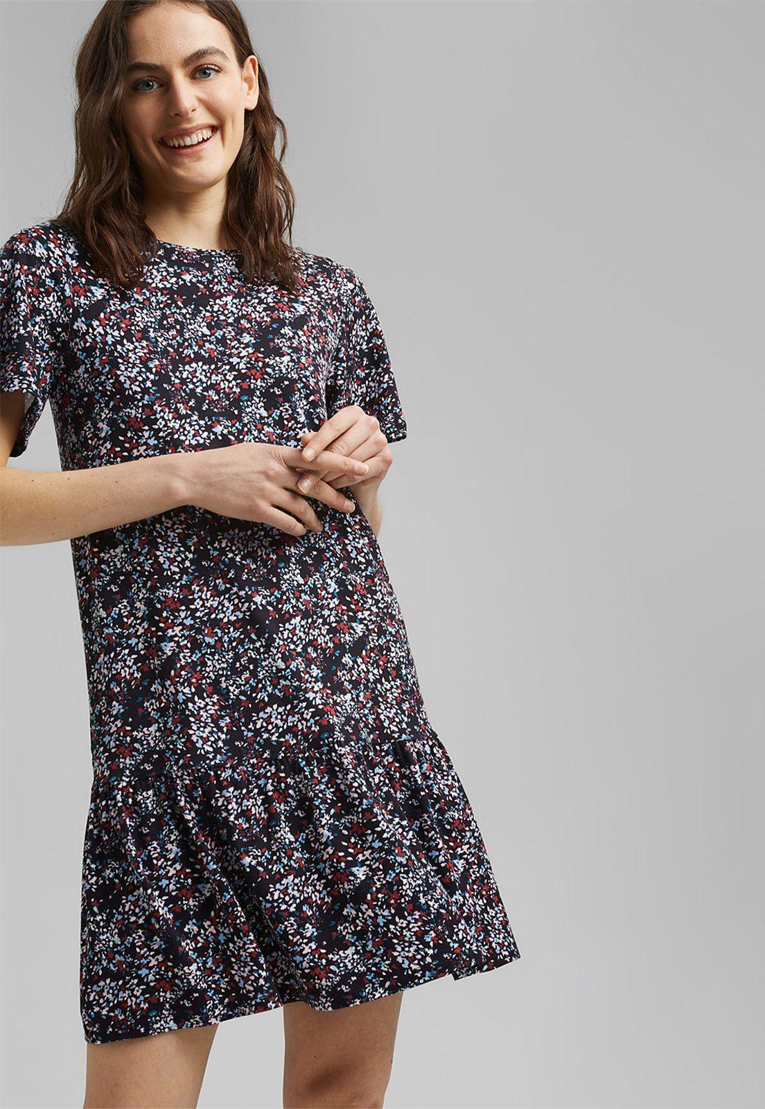 Vestido De Crepe Con Volantes Esprit Multicolor-0