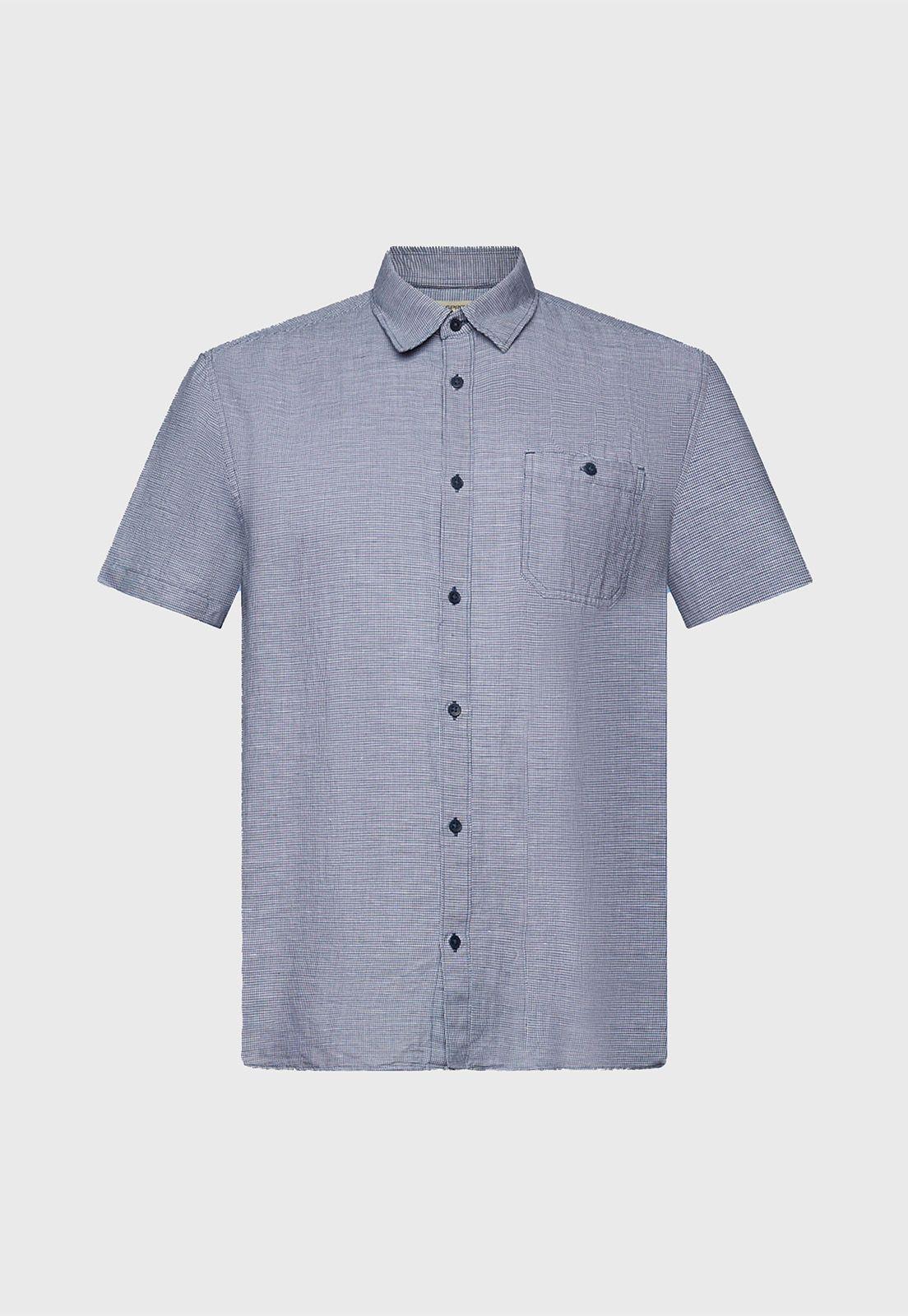 Camisa De Manga Corta Mezcla Tejidos Hombre Esprit-3