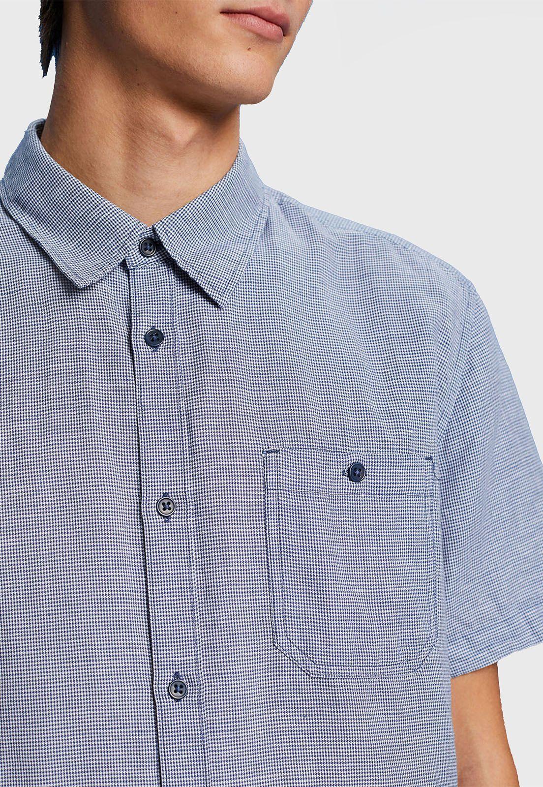Camisa De Manga Corta Mezcla Tejidos Hombre Esprit-2