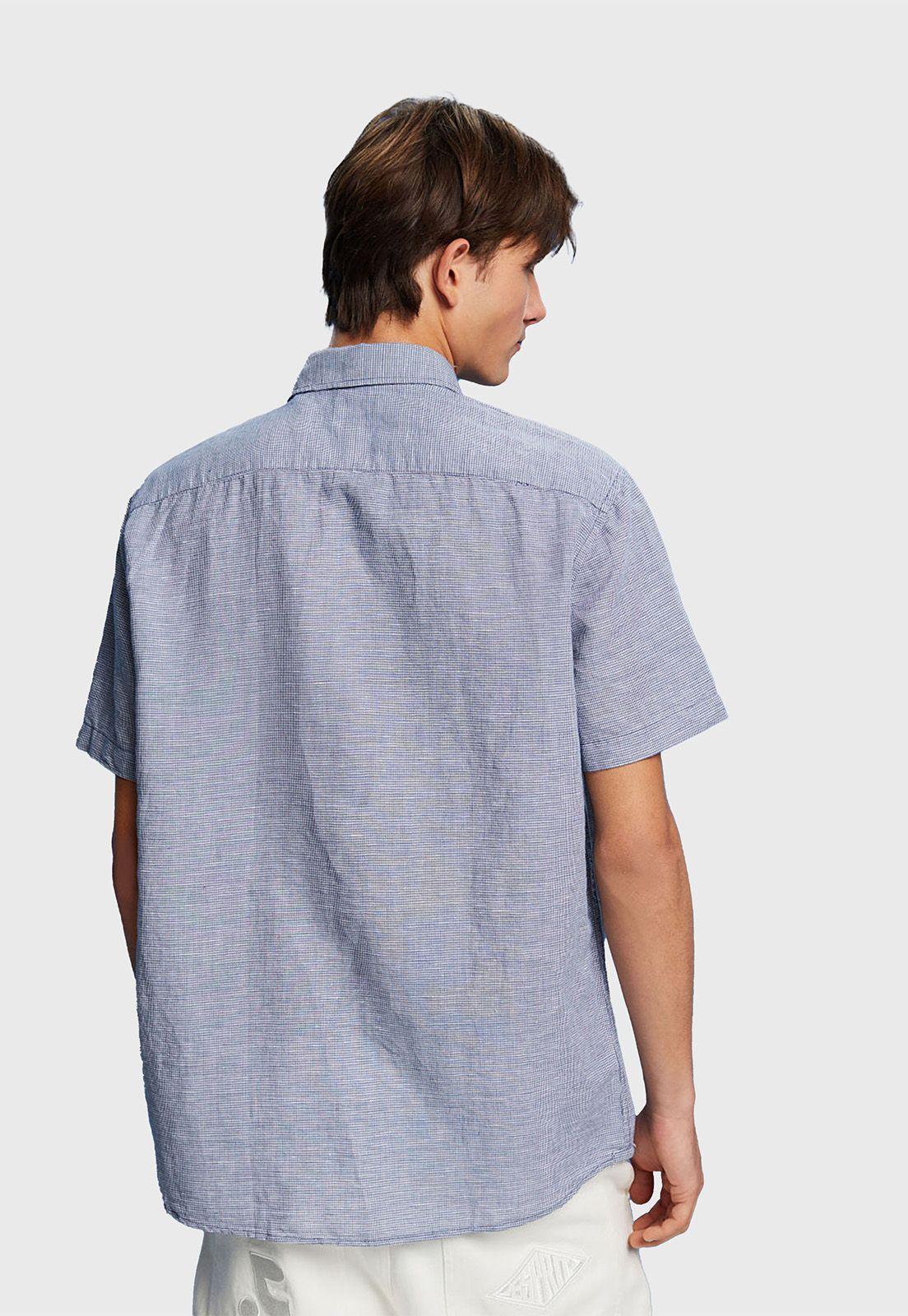 Camisa De Manga Corta Mezcla Tejidos Hombre Esprit-1