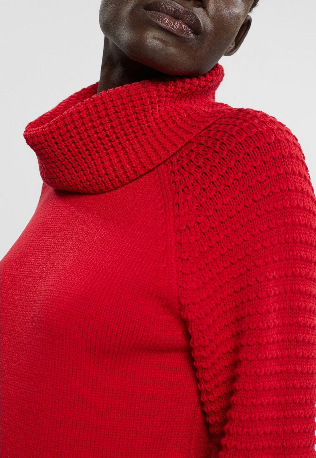 Sweater De Punto Con Cuello Alto Mujer Esprit-2