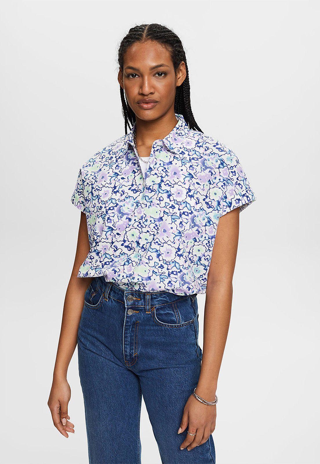 Blusa Estampado Floral Manga Corta Mujer Esprit-0