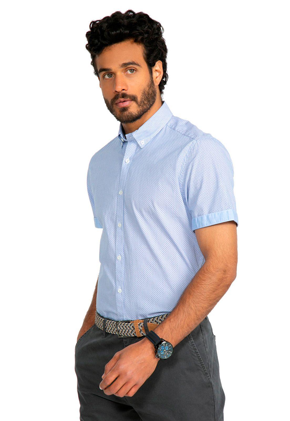 Camisa Manga Corta Celeste-0