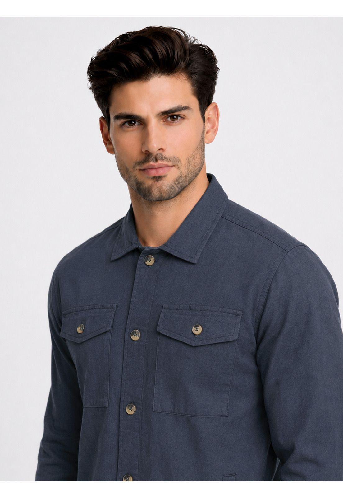 Sobrecamisa Lino-Algodón Regular Fit Azul Marino Piero Butti PBDVF64NB-2