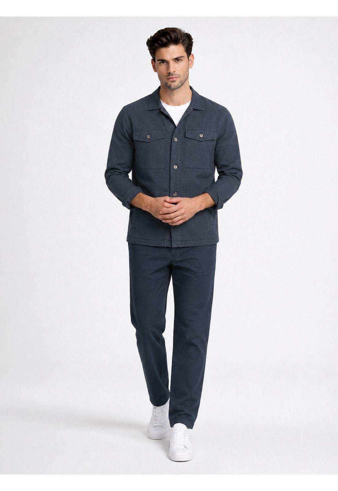 Sobrecamisa Lino-Algodón Regular Fit Azul Marino Piero Butti PBDVF64NB-3