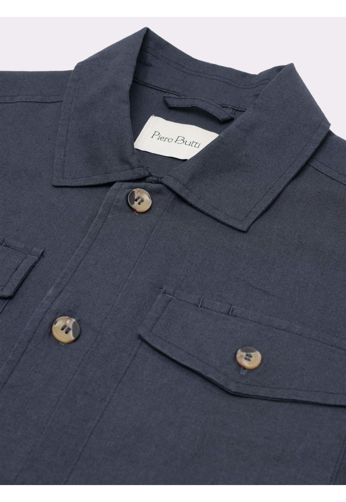 Sobrecamisa Lino-Algodón Regular Fit Azul Marino Piero Butti PBDVF64NB-5