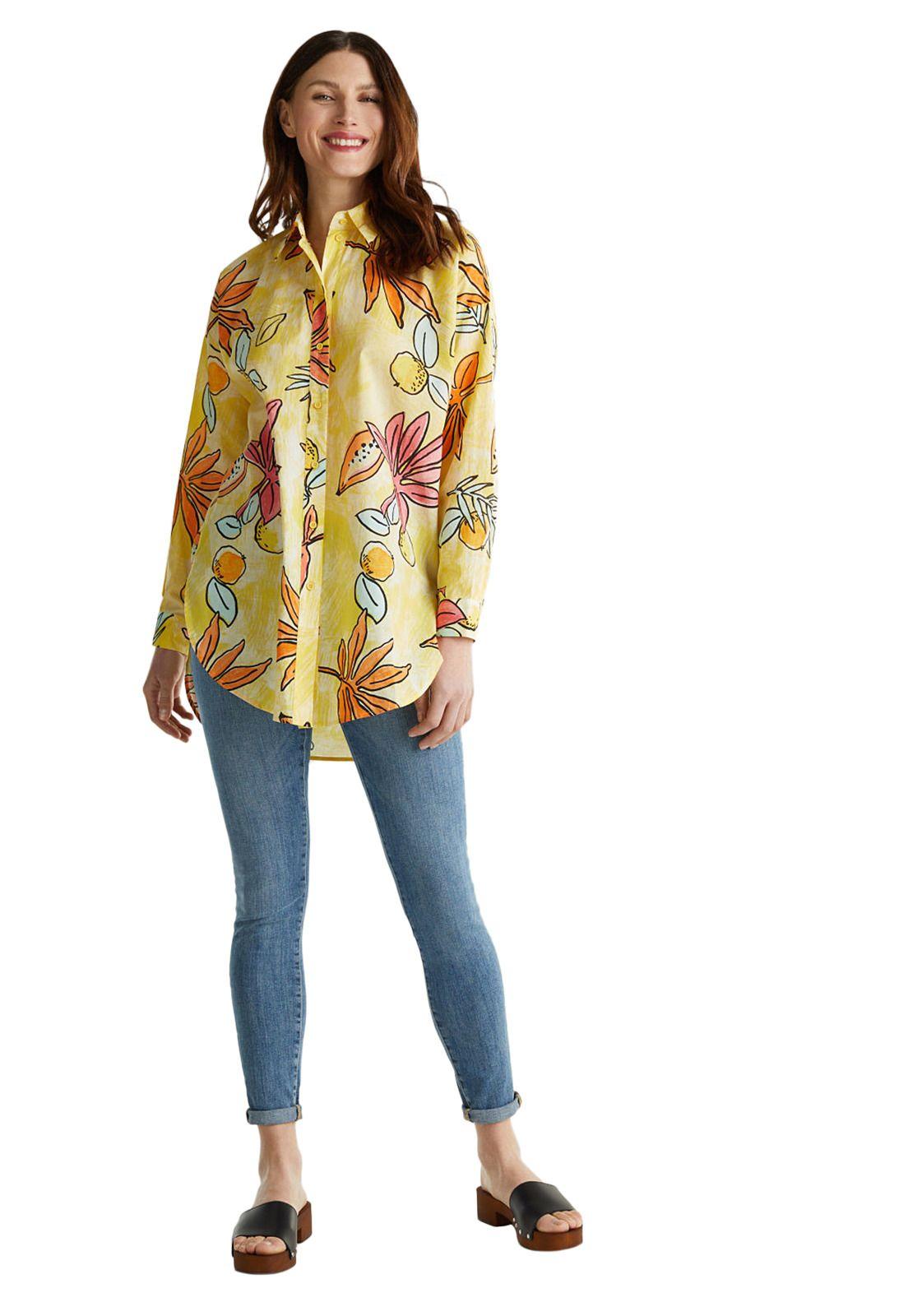 Blusa larga con estampado-0