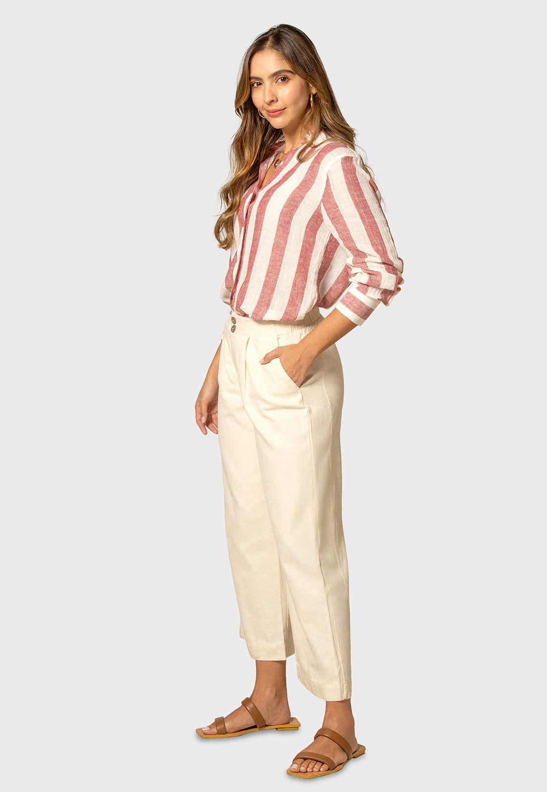 Pantalón Capri efecto Lino Mujer Esprit 631G006-0