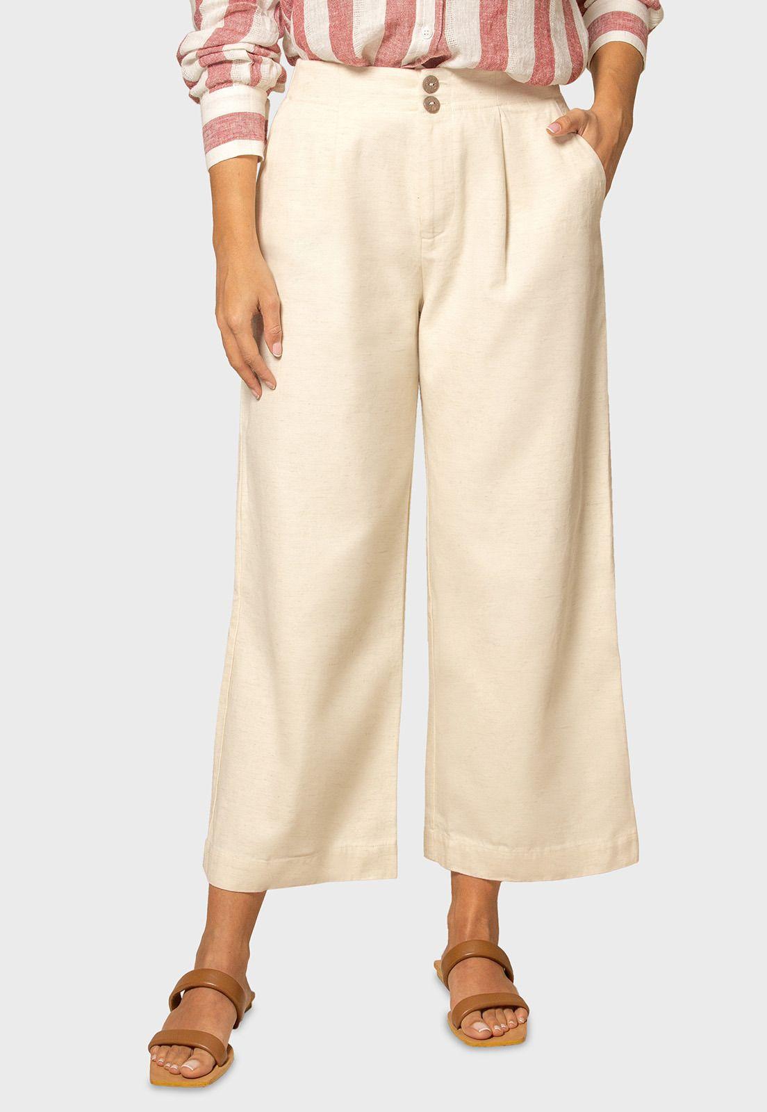 Pantalón Capri efecto Lino Mujer Esprit 631G006-2