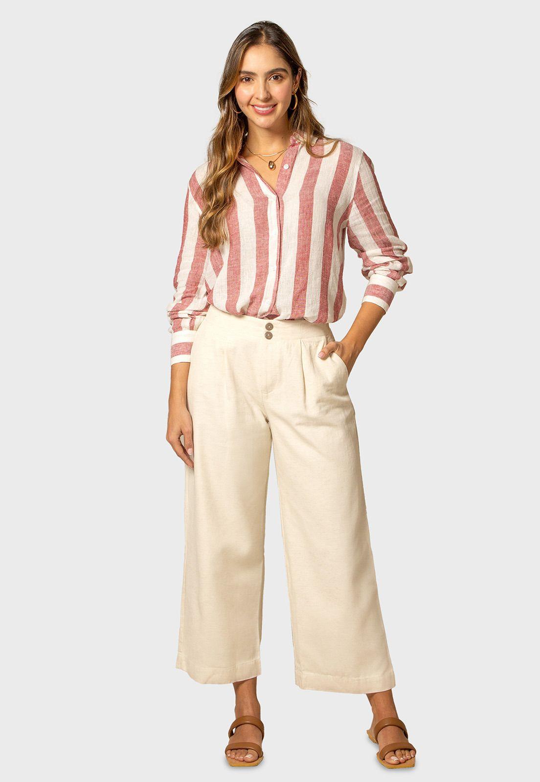 Pantalón Capri efecto Lino Mujer Esprit 631G006-3