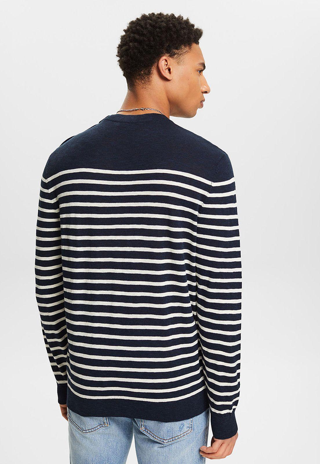 Sweater A Rayas De Algodón Y Lino Hombre Esprit 044EE2I310-1