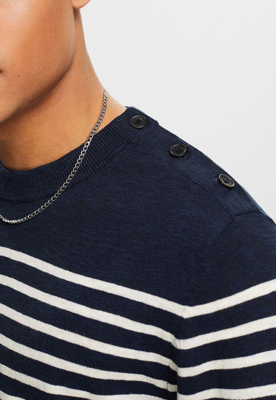 Sweater A Rayas De Algodón Y Lino Hombre Esprit 044EE2I310-2