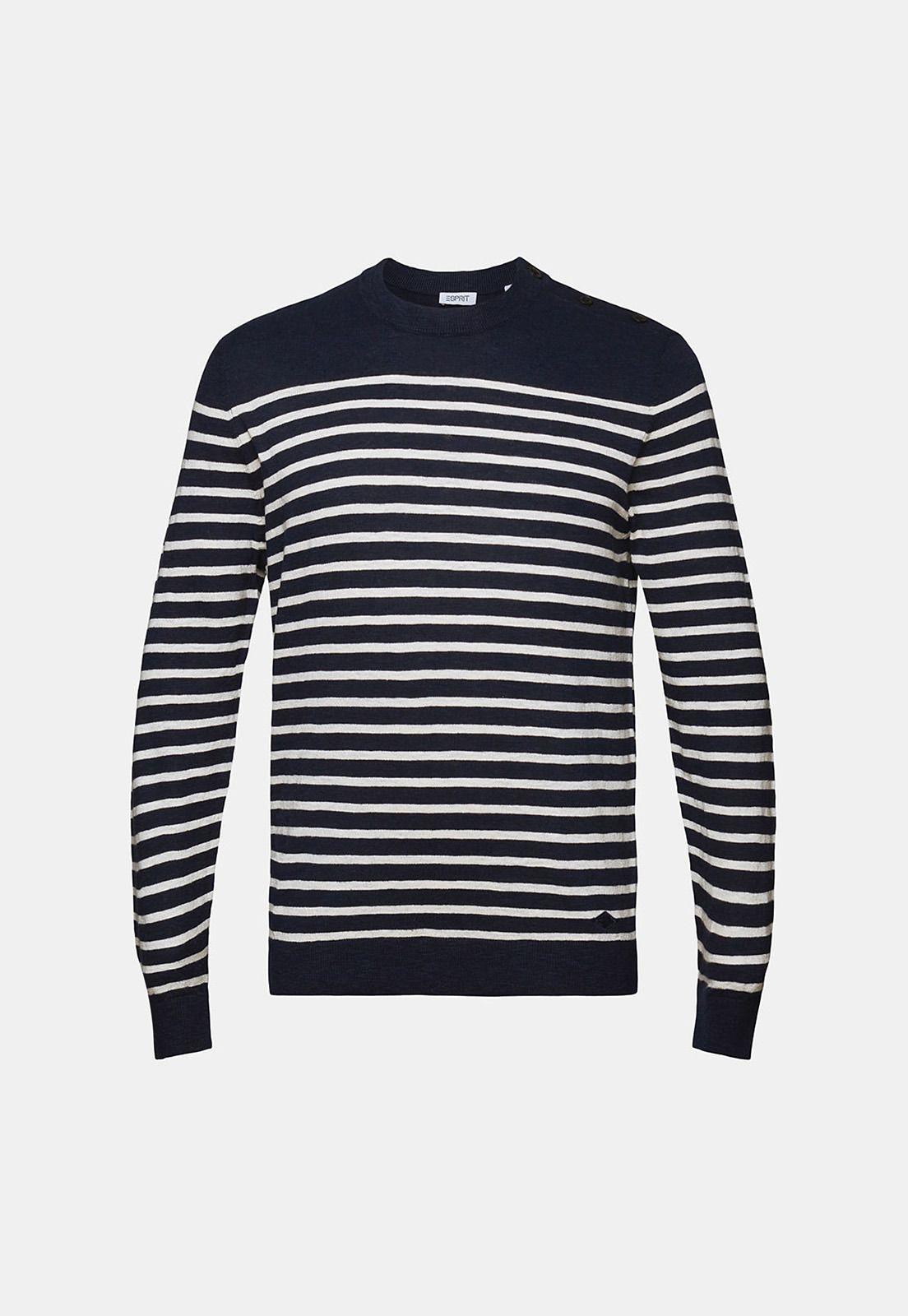 Sweater A Rayas De Algodón Y Lino Hombre Esprit 044EE2I310-4