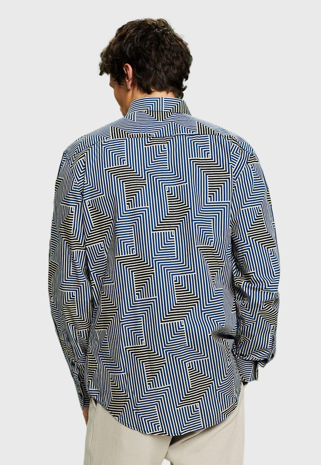 Camisa Con Estampado Geométrico Hombre Esprit-1