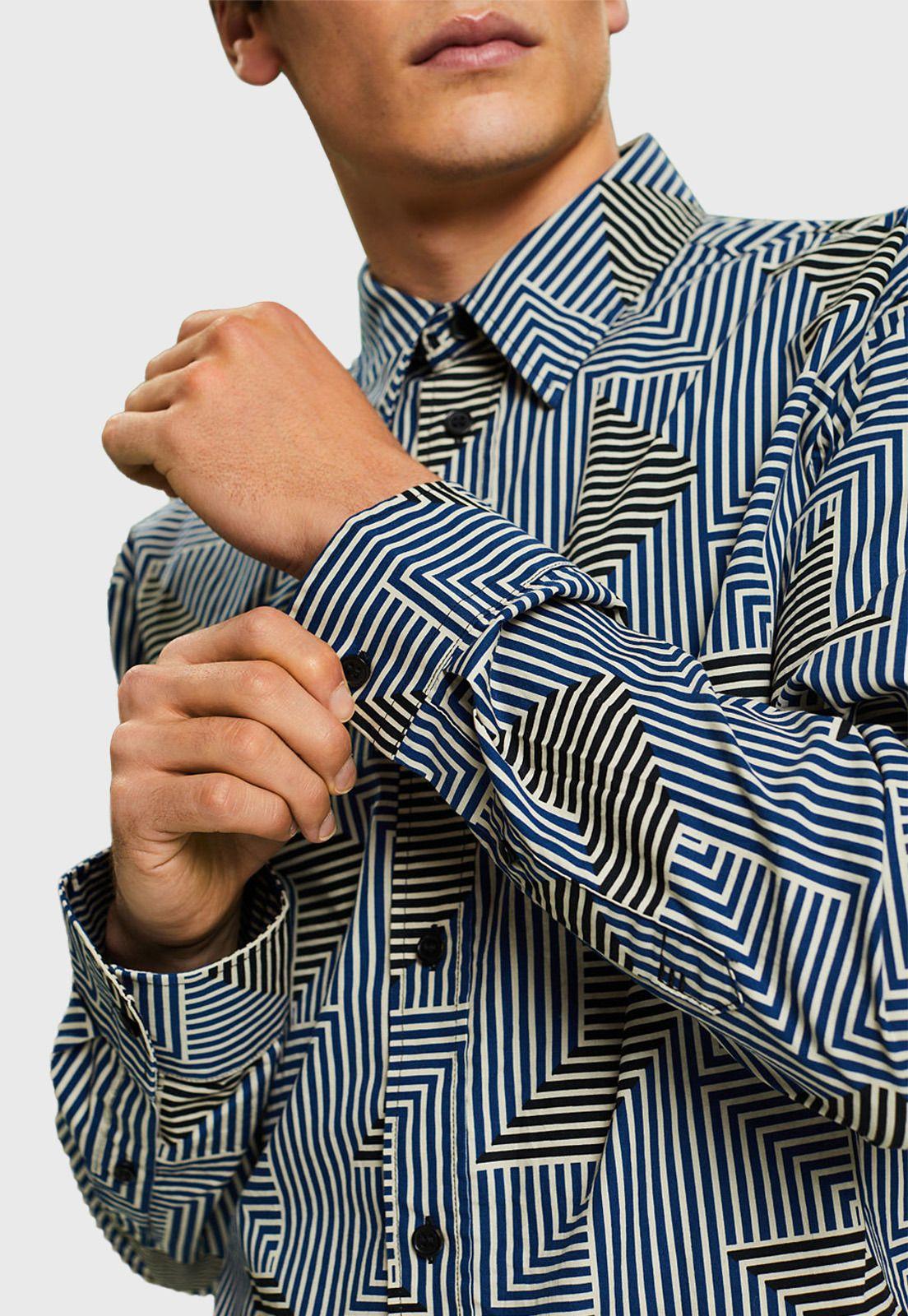 Camisa Con Estampado Geométrico Hombre Esprit-2