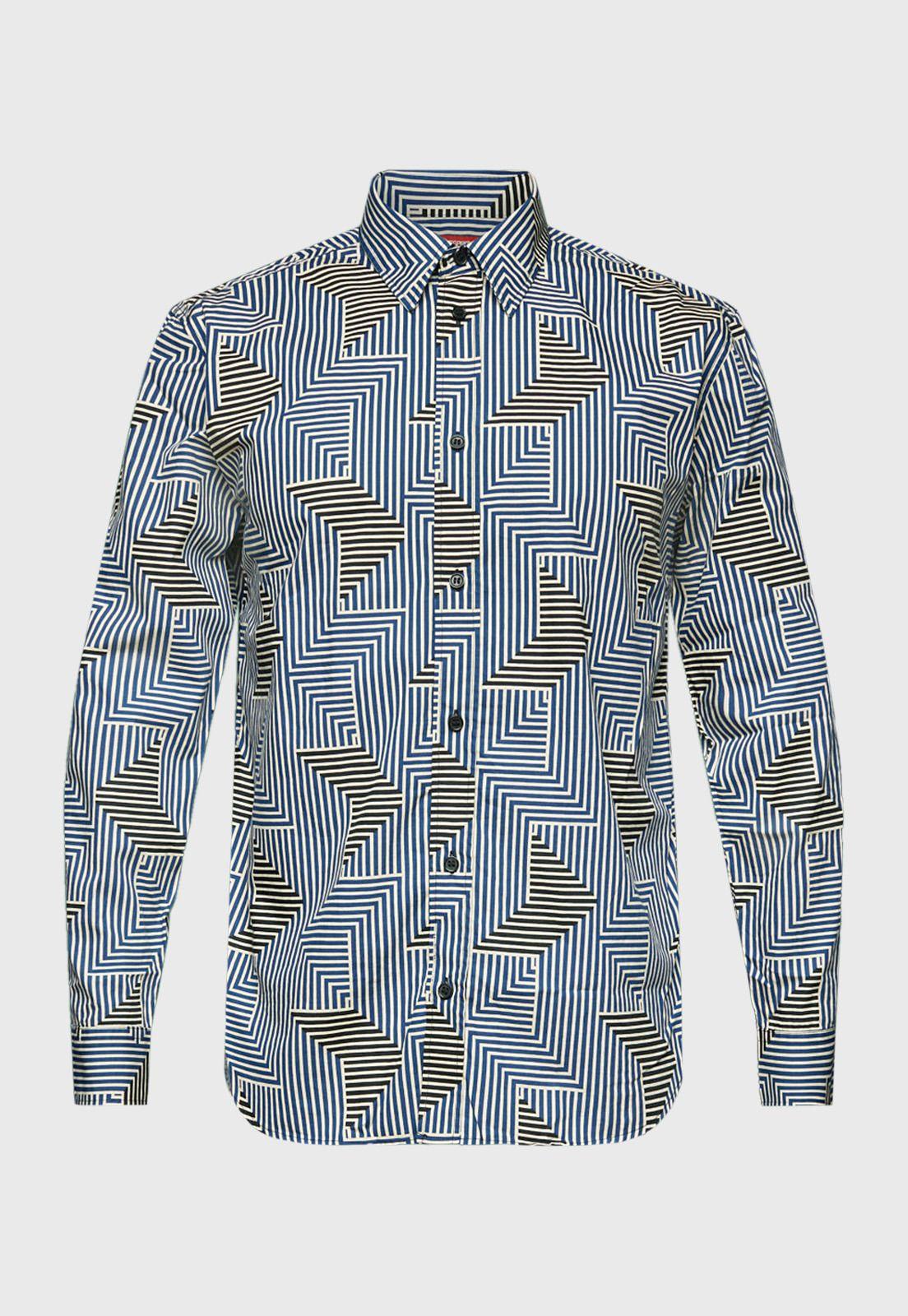 Camisa Con Estampado Geométrico Hombre Esprit-3
