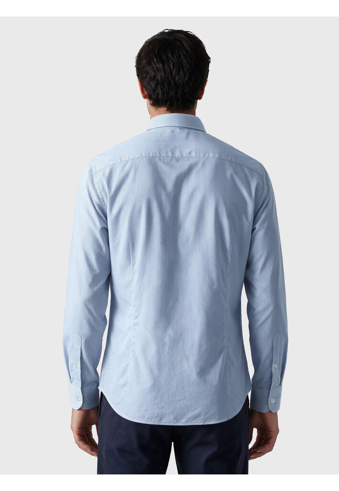 Camisa A Rayas Spandex Slim Fit Celeste Arrow CMI3410CE-1