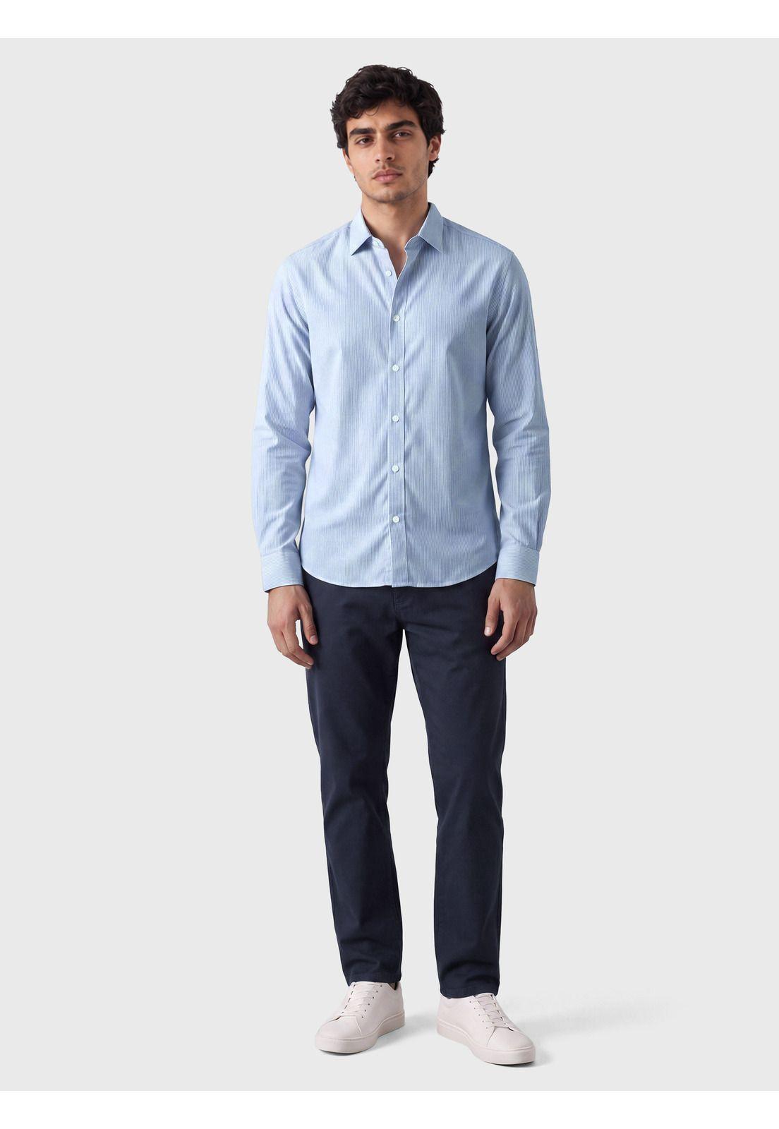 Camisa A Rayas Spandex Slim Fit Celeste Arrow CMI3410CE-3