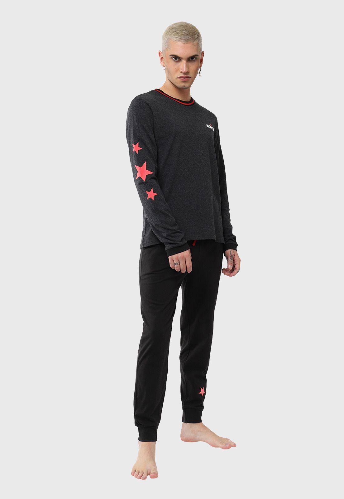 Pijama Largo Gris Oscuro-0