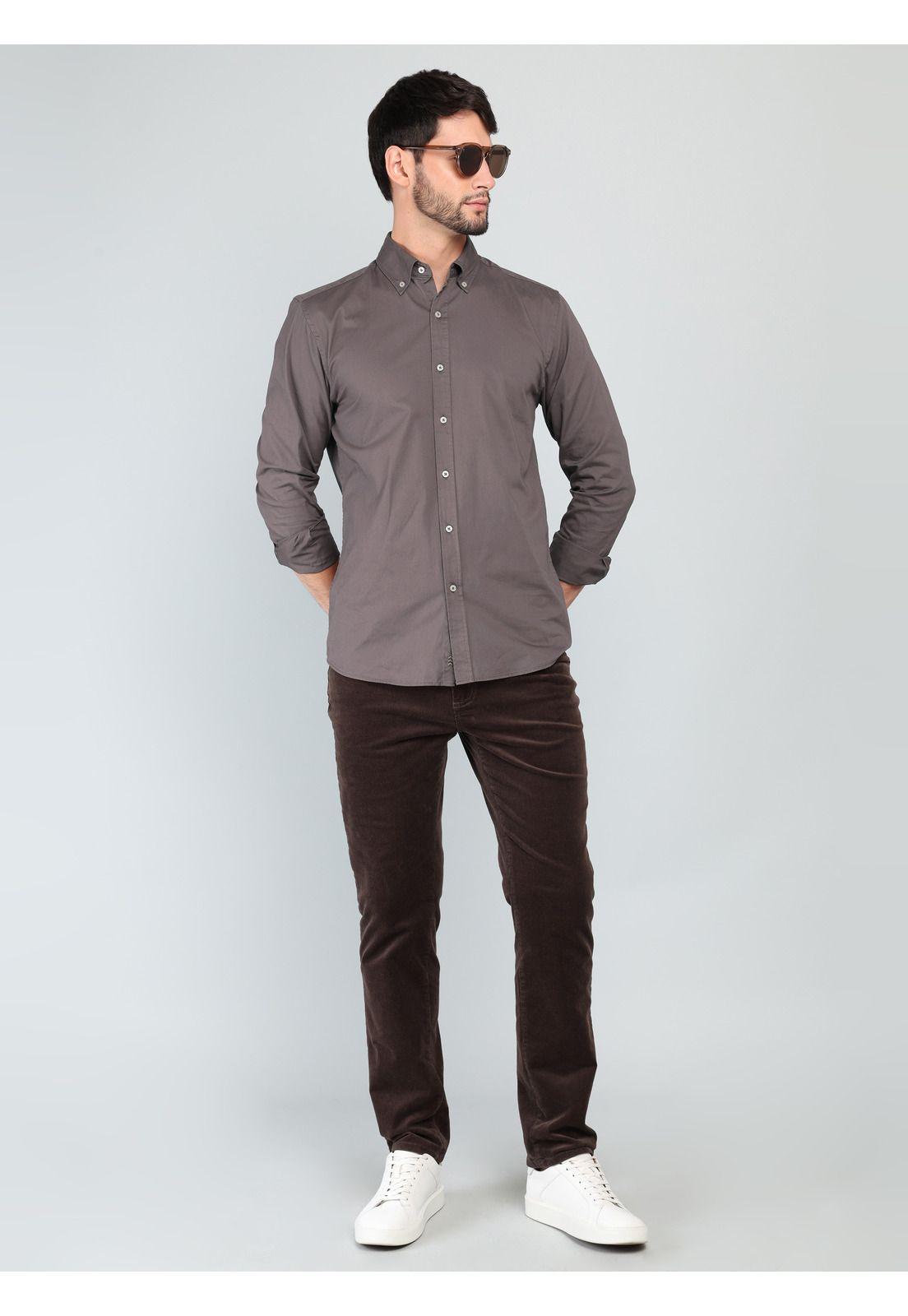 Camisa Lisa Regular Fit Burdeo Arrow CM33040BU-3