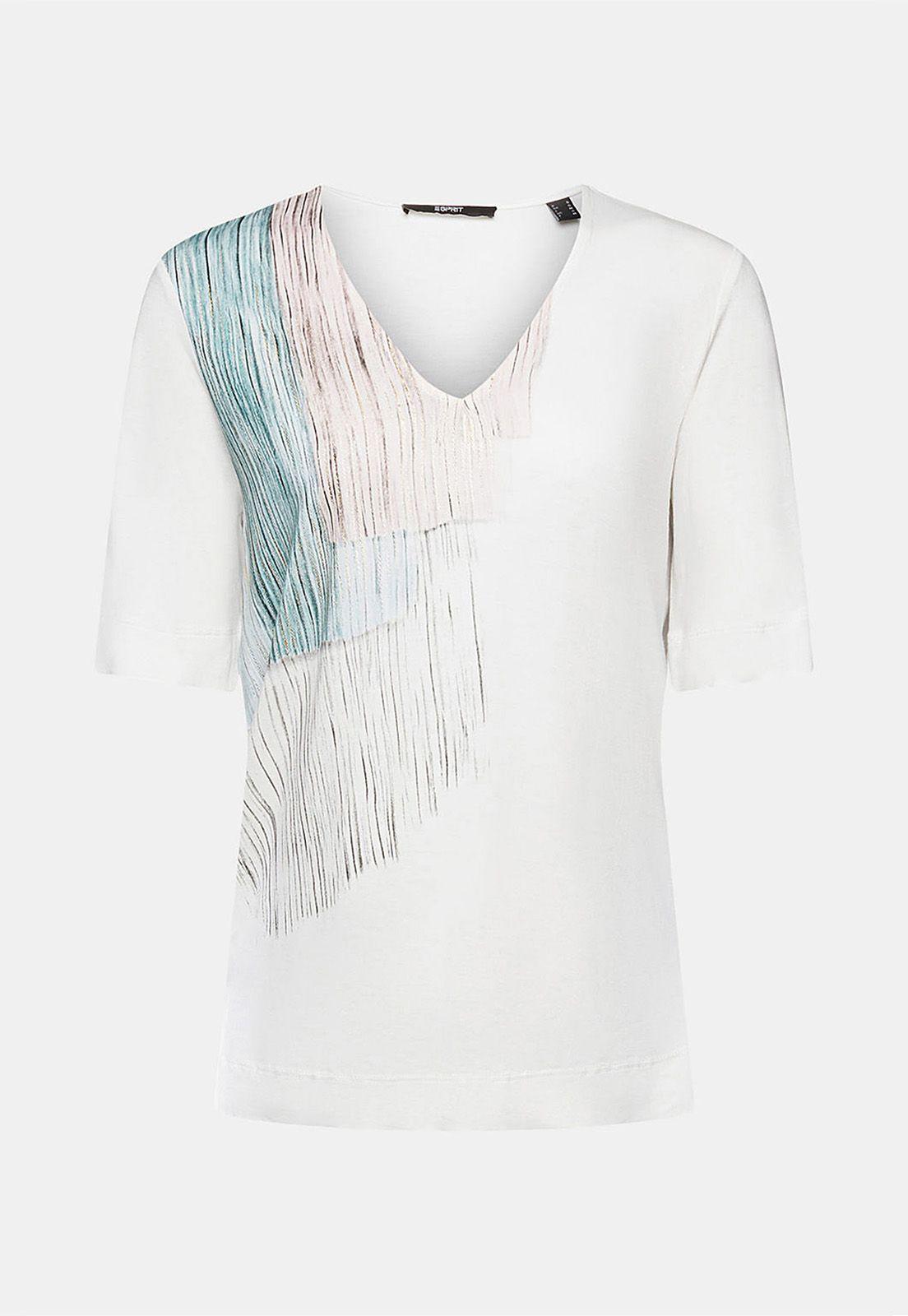 Polera Estampada De Viscosa Cuello En V Mujer Esprit Verde claro-3