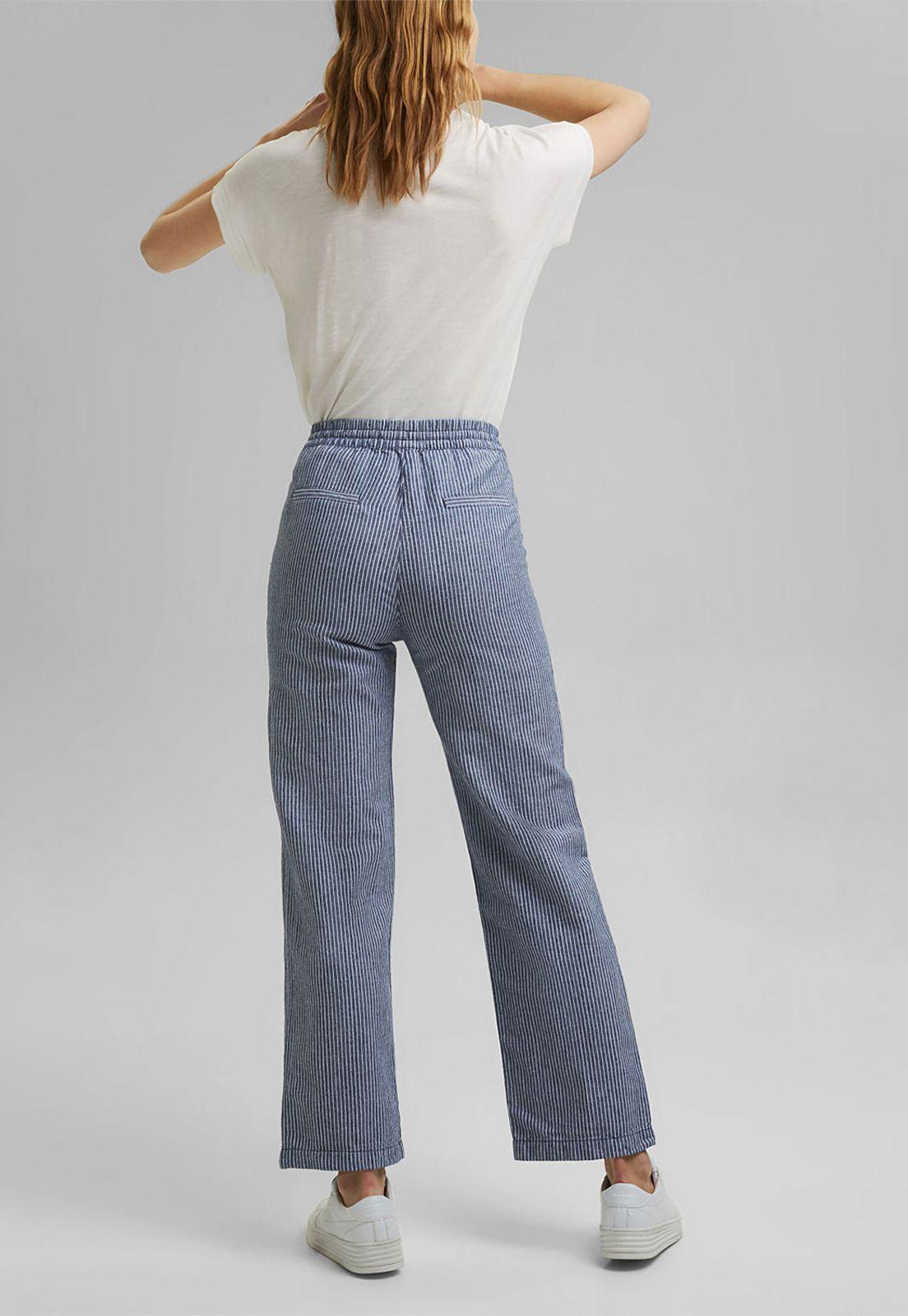 Pantalón Mujer De Lino A Rayas Esprit-1