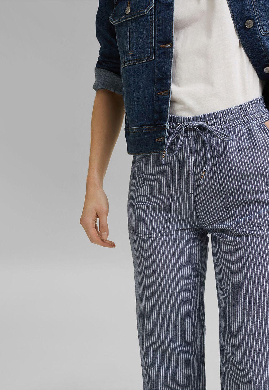Pantalón Mujer De Lino A Rayas Esprit-2