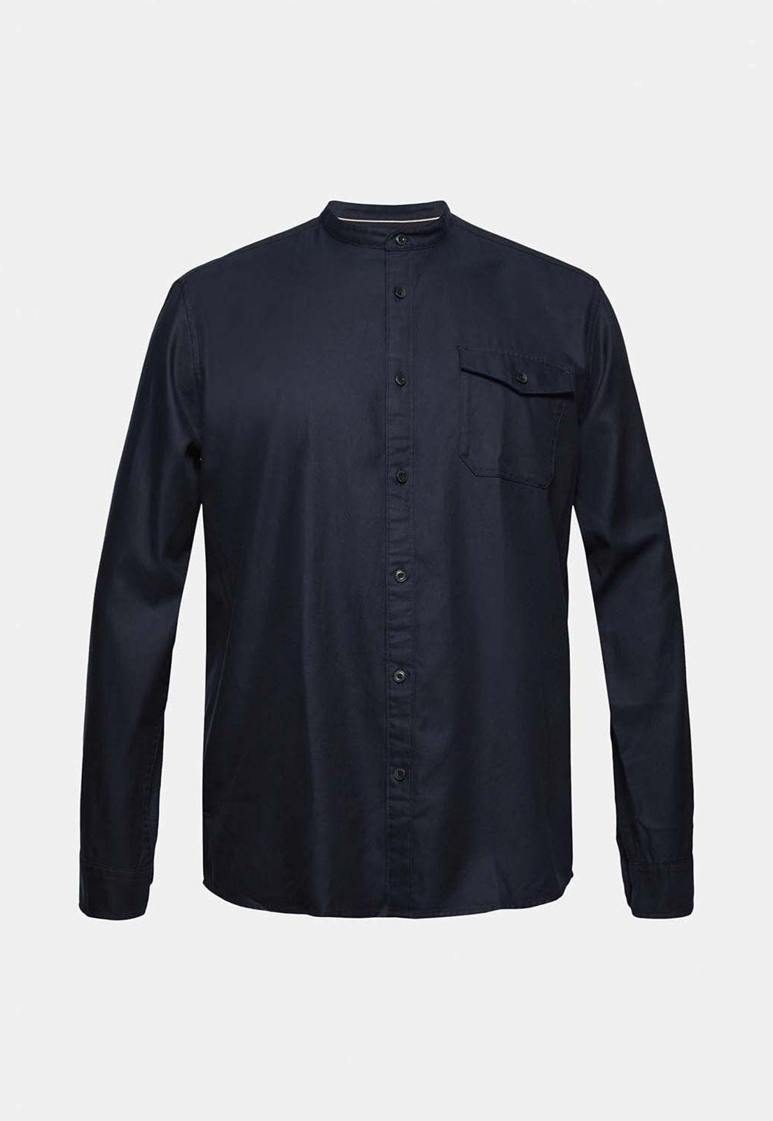 Camisa Calce Regular De Cuello Mao Esprit Azul marino-3