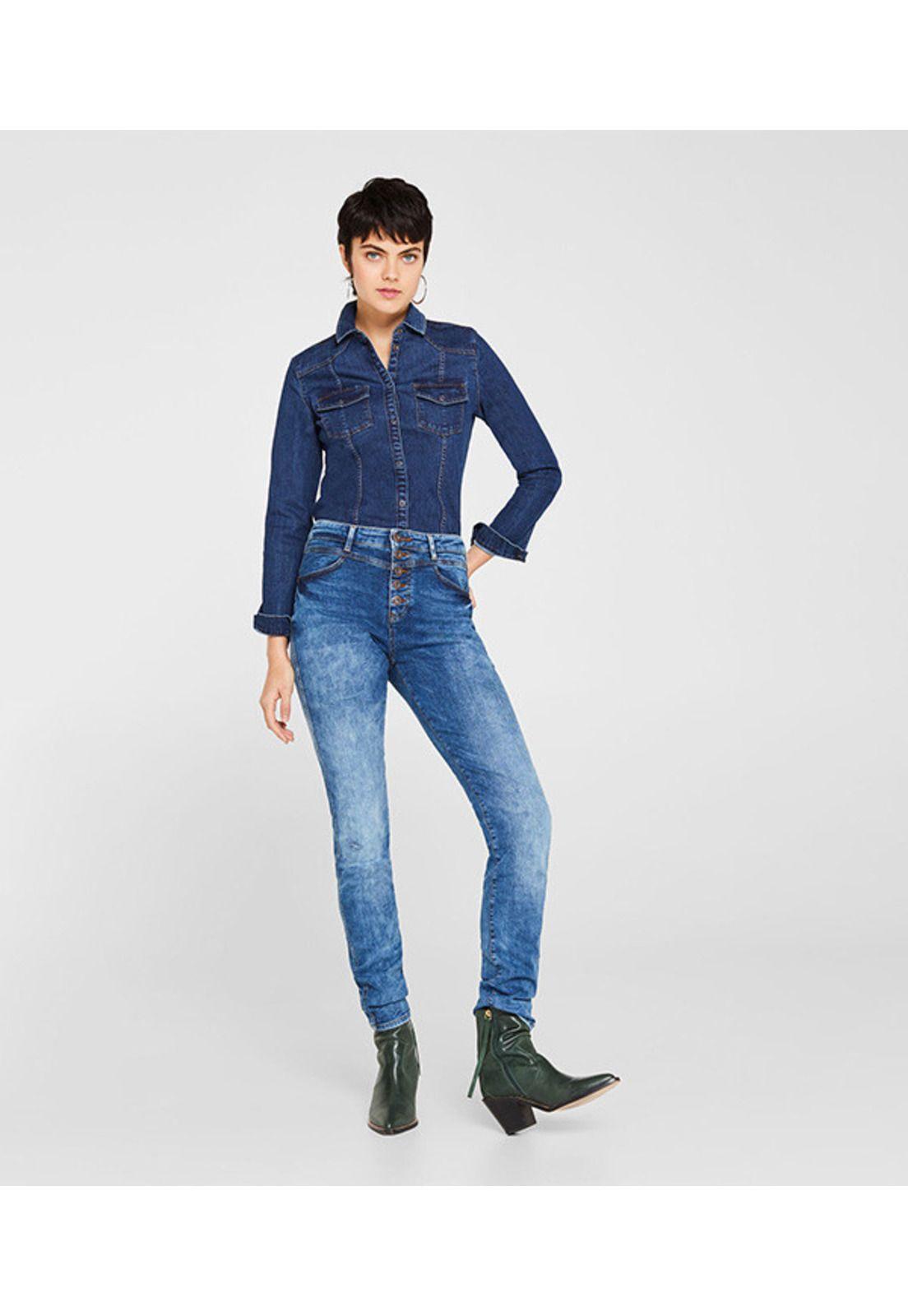 Jeans con tira de botones-0