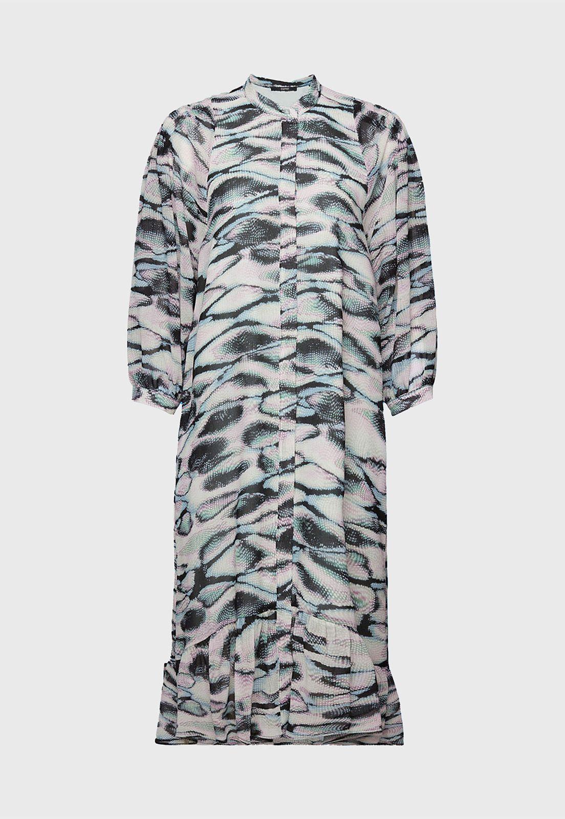 Vestido Midi De Gasa Y Volados Mujer Esprit-3