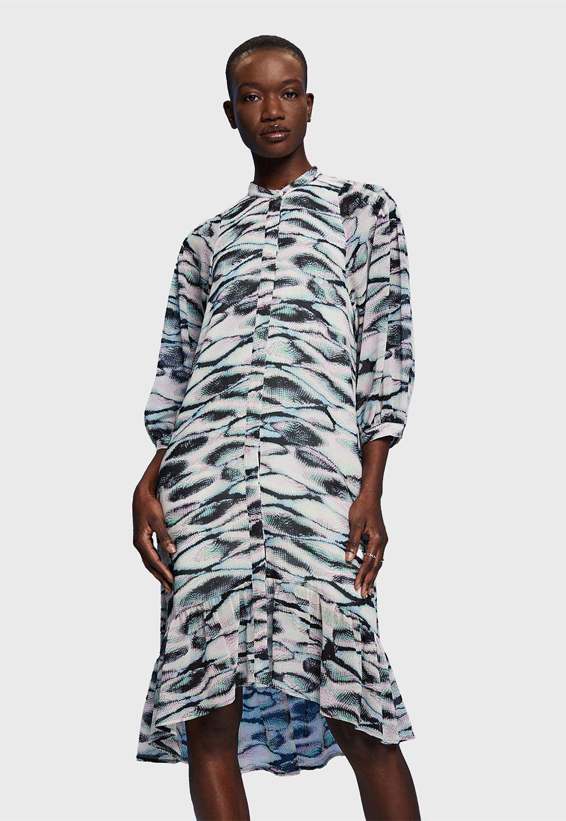 Vestido Midi De Gasa Y Volados Mujer Esprit-0