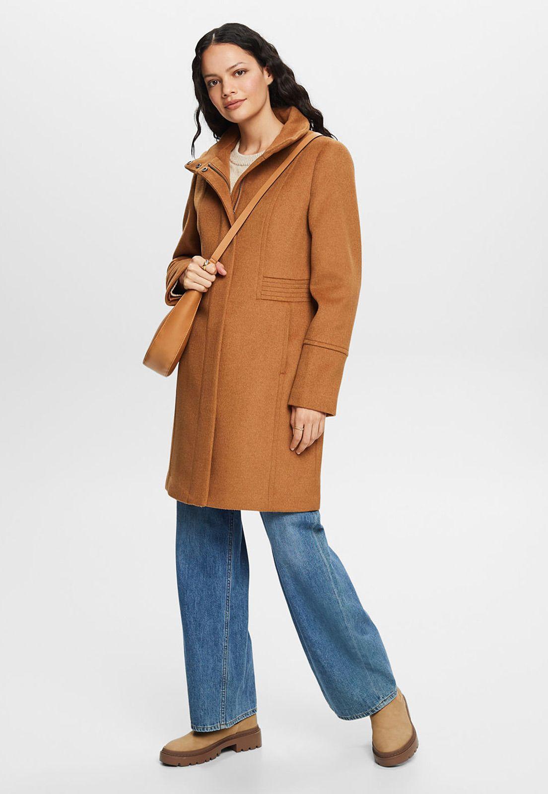 Abrigo con cierre alto y bolsillos abiertos Mujer Esprit-3