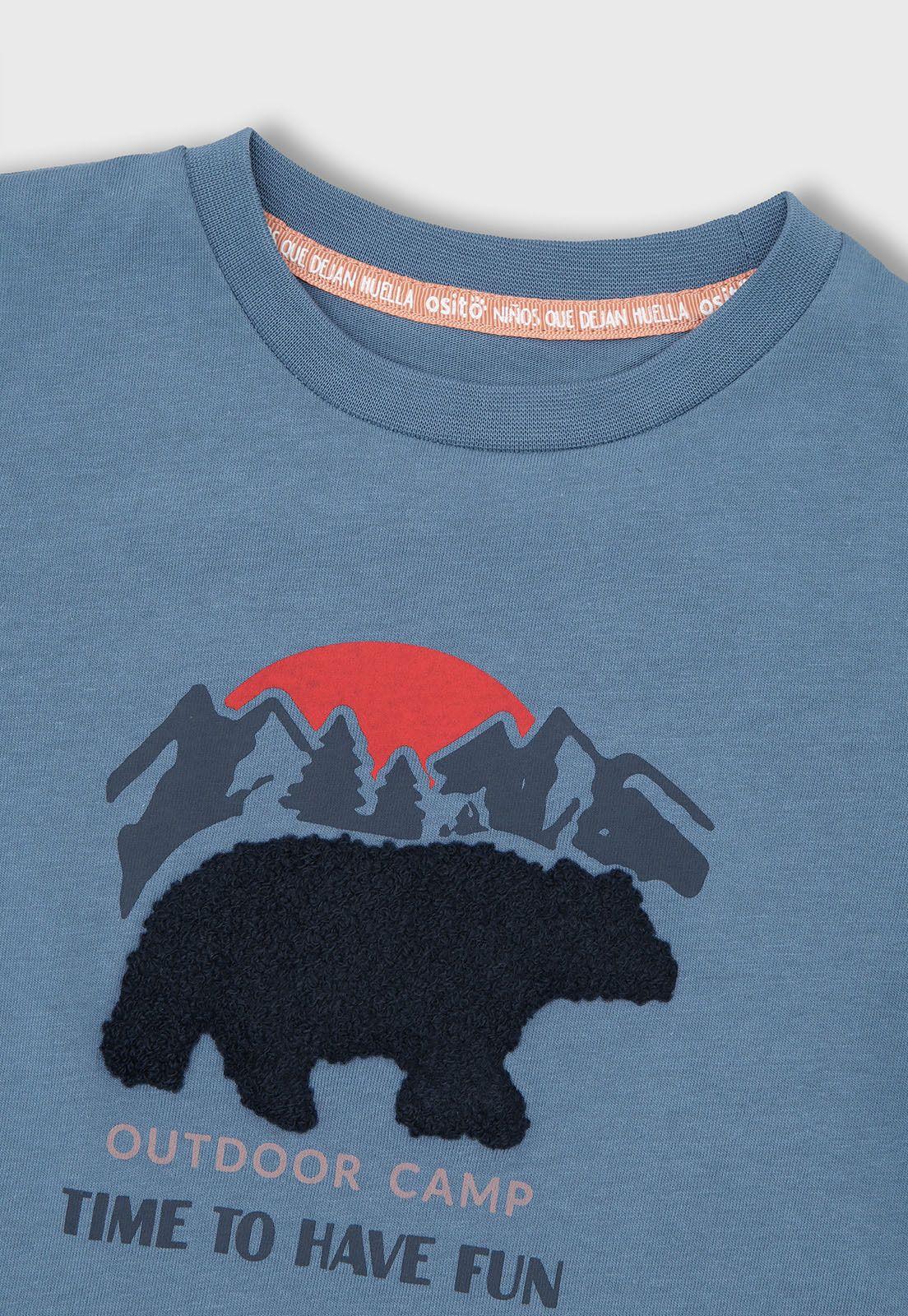 Polera Manga Larga Niño Osito OPOO608AZ-2