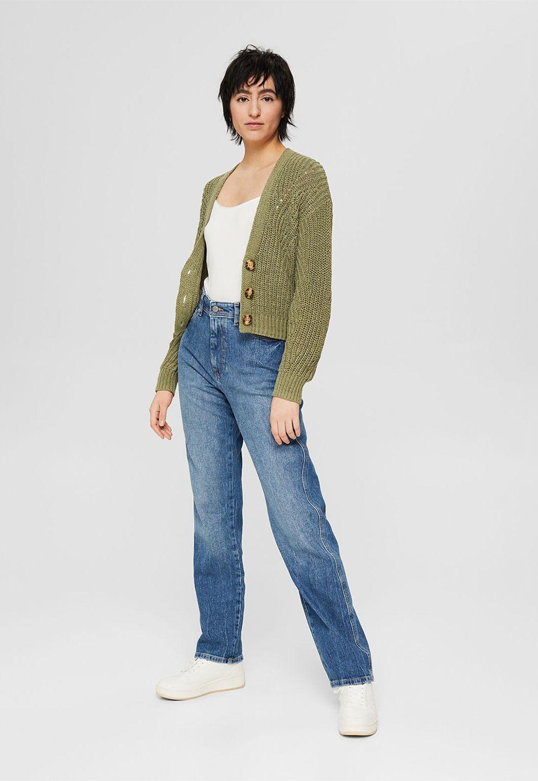 Cárdigan De Hilo De Cinta Esprit Khaki-2