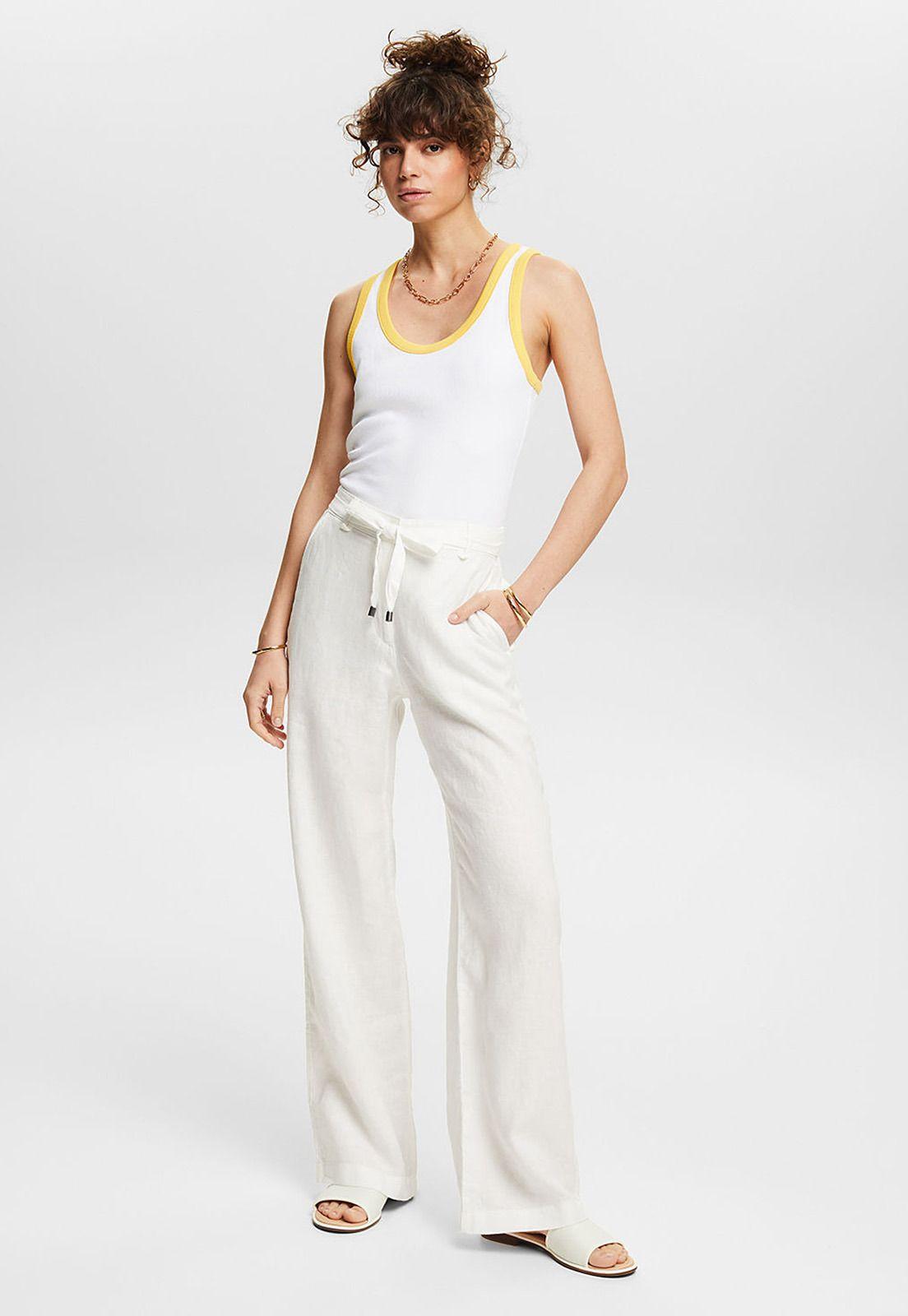 Pantalón Wide Leg De Lino Mujer Esprit 034EE1B309-3