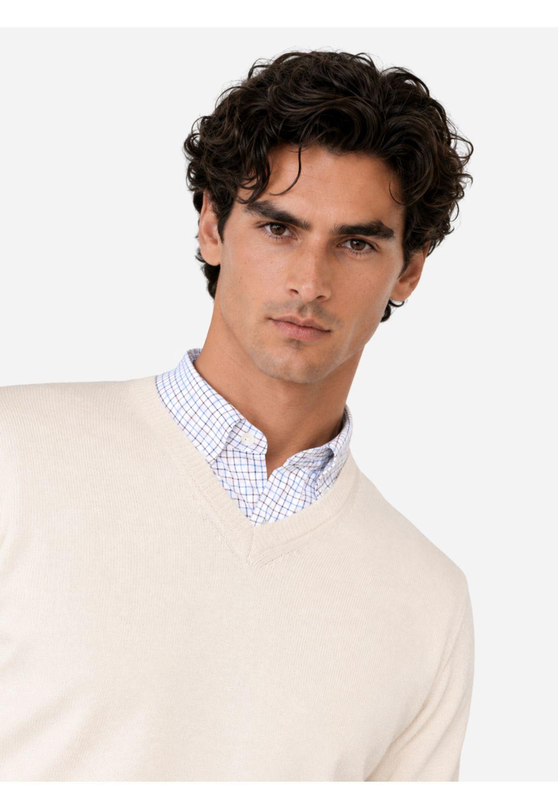 Sweater Cuello V Regular Fit Crema Arrow SW33097CR-2