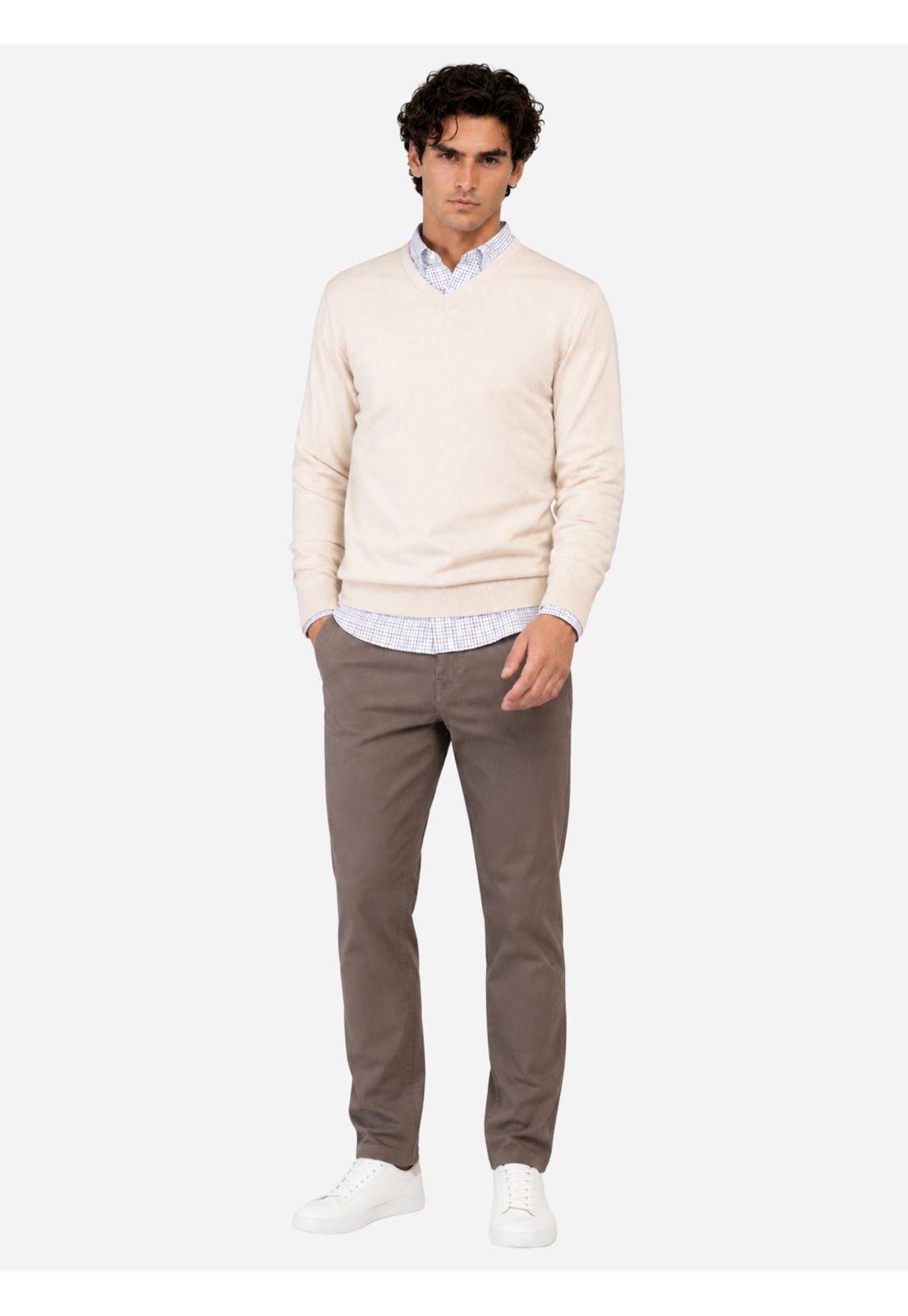 Sweater Cuello V Regular Fit Crema Arrow SW33097CR-3