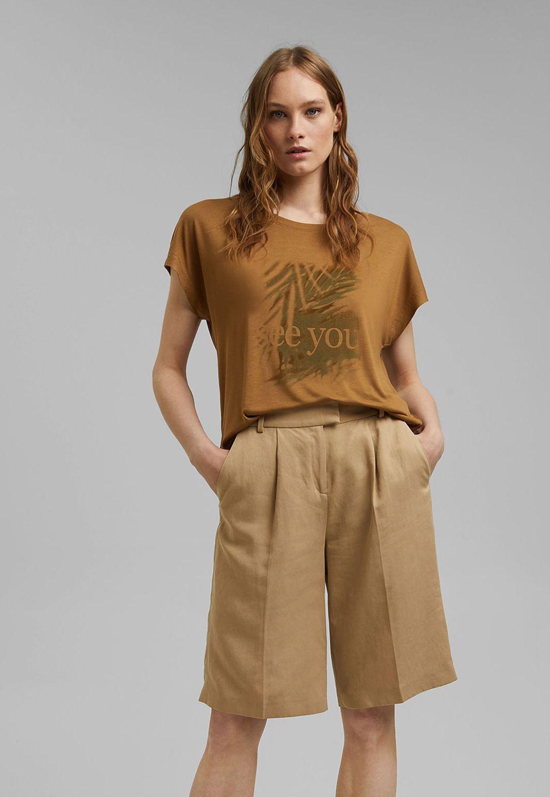 Polera Mujer Manga Corta Estampada Esprit Arena-0