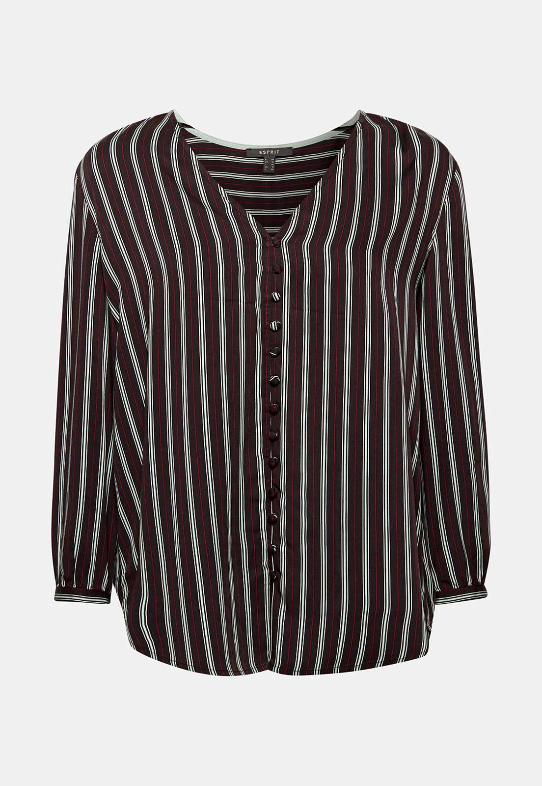 Blusa con estampado y tira de botones decorativa Negro-7