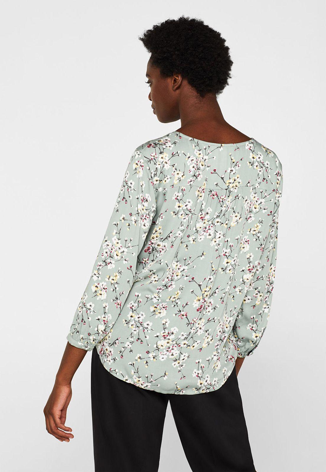 Blusa con estampado y tira de botones decorativa Negro-9