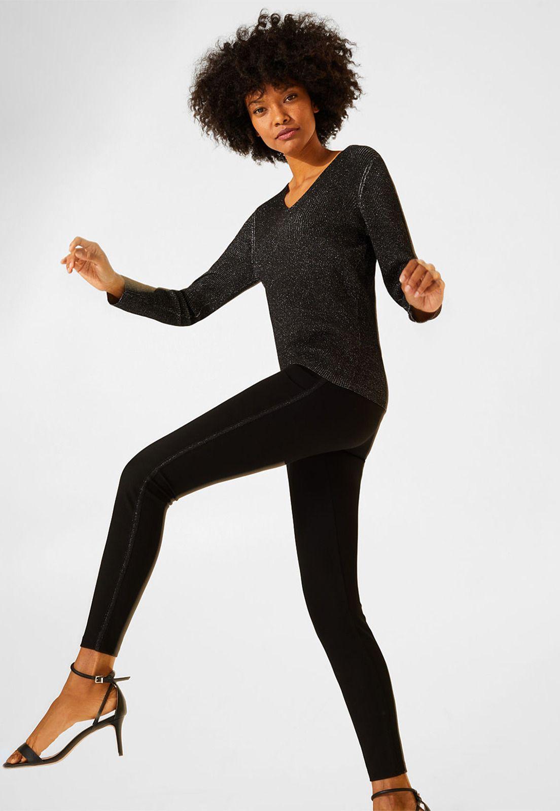 Legging con linea lateral brrillante Esprit-0