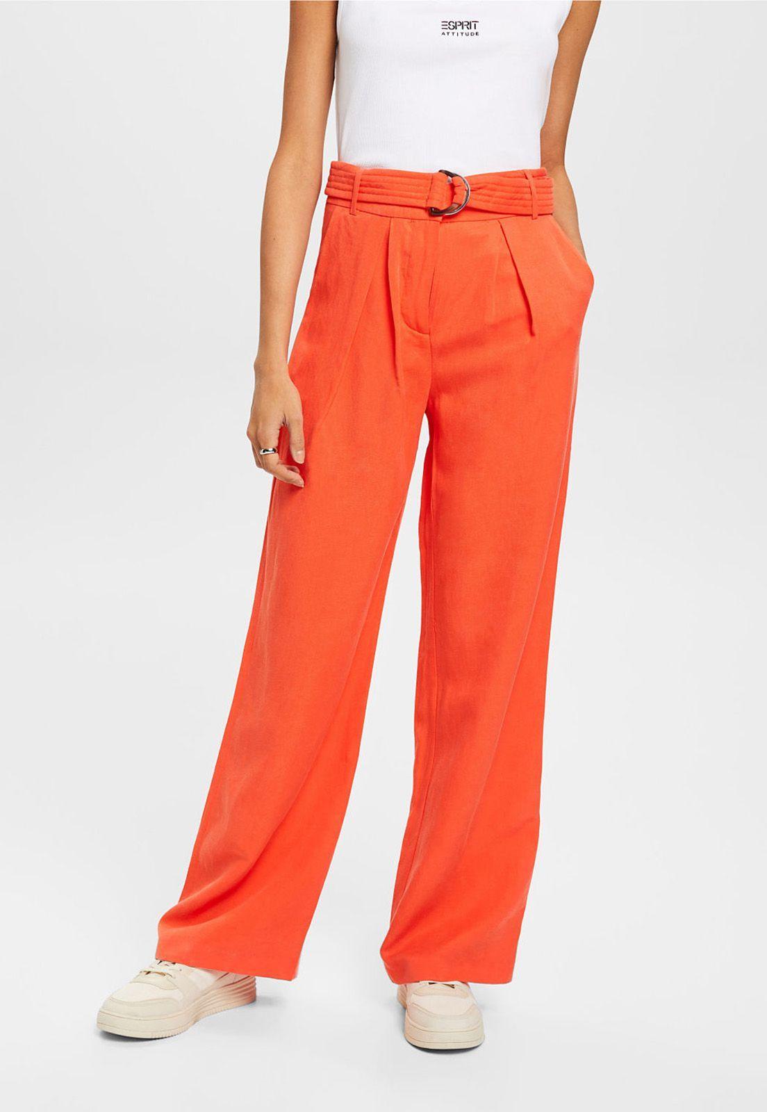 Pantalones Anchos De Tiro Alto Mujer Esprit-0