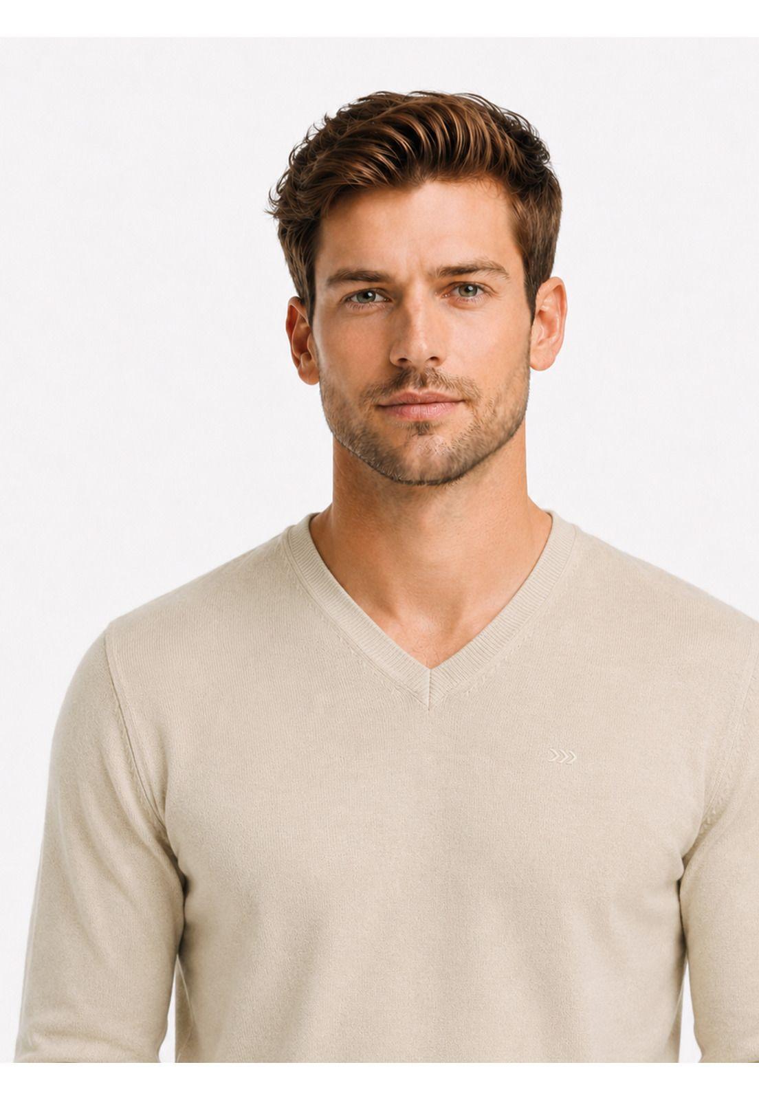 Sweater Cuello V Regular Fit Beige Arrow SW34085BE-2