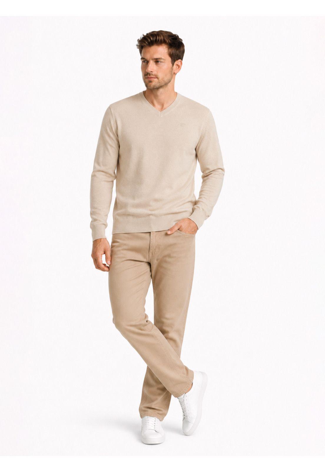 Sweater Cuello V Regular Fit Beige Arrow SW34085BE-3