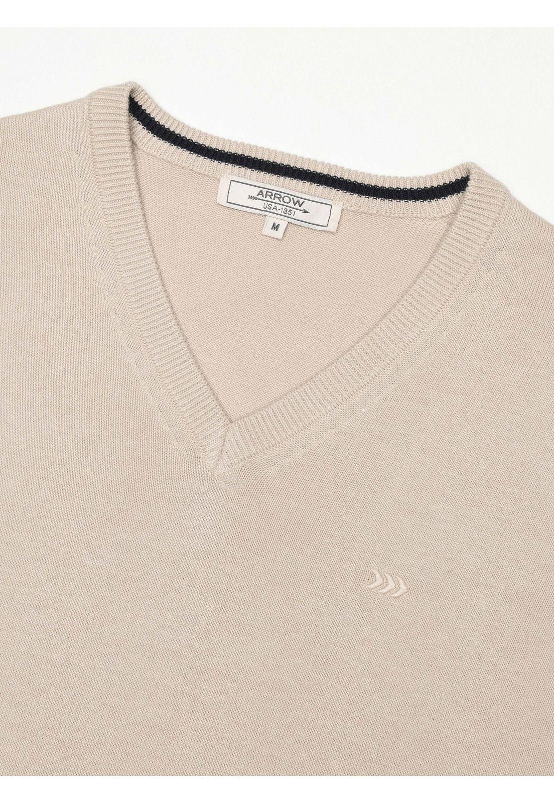 Sweater Cuello V Regular Fit Beige Arrow SW34085BE-4