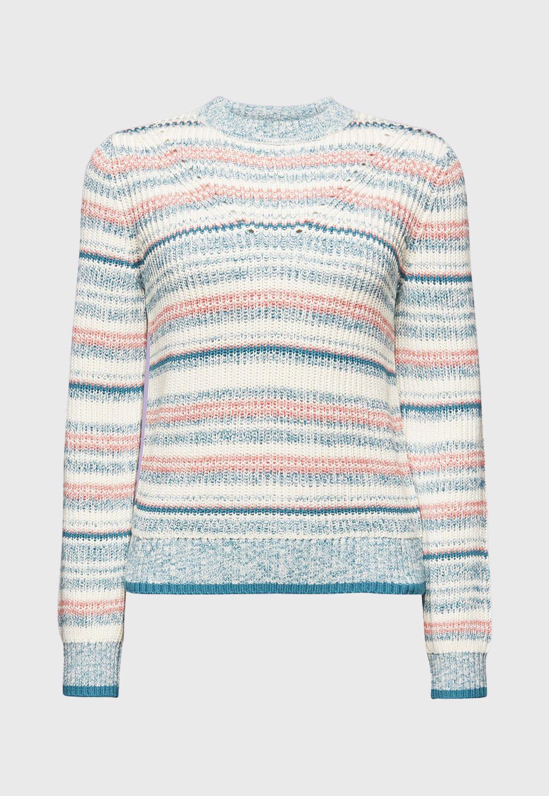 Sweater A Rayas Con Cuello Redondo Mujer Esprit-3