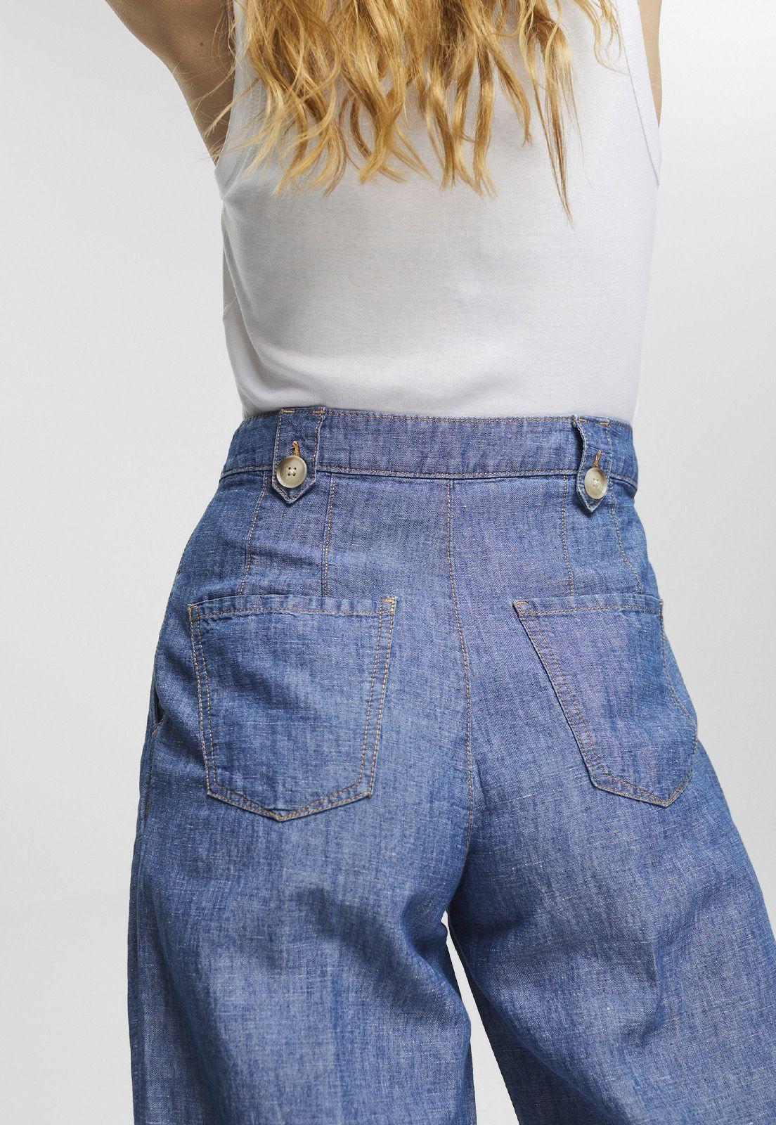 Pantalón Culotte De Aspecto Jeans Esprit-2
