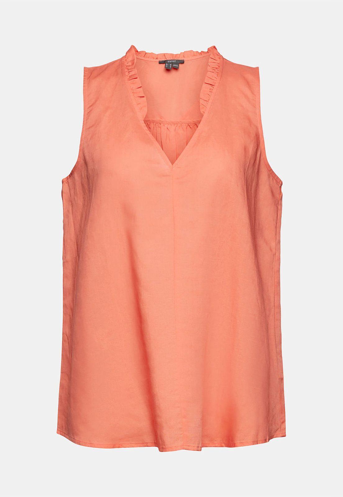Blusa Confeccionada En Mezcla De Lino Esprit Naranja-3